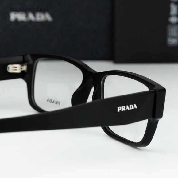 Prada Women Eyeglasses Matte Black Clear Rectangle PRB09V 12P1O1 NEW AUTHENTIC - Picture 5 of 9